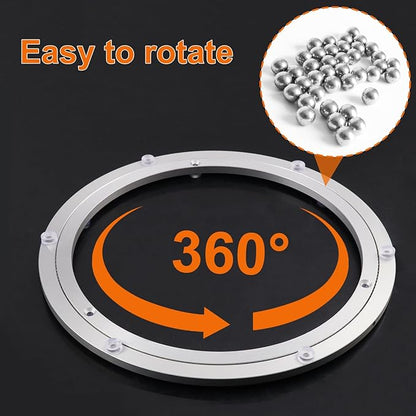 2 Pack 12 Inch Aluminium Alloy Turntable Bearing, Heavy Duty Swivel Turntables Lazy Susan for Round Dining Table, 12" Smooth Swivel Turntable for Lazy Susan Dining Table