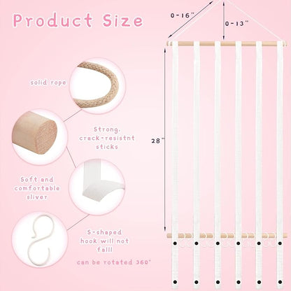 OAOLEER Hair Bow Holder Organizer for Girls，Hair Clips Headband Organizer Storage Wall Hanging Home Decor for Girls Room (1Pcs White 28Inch)