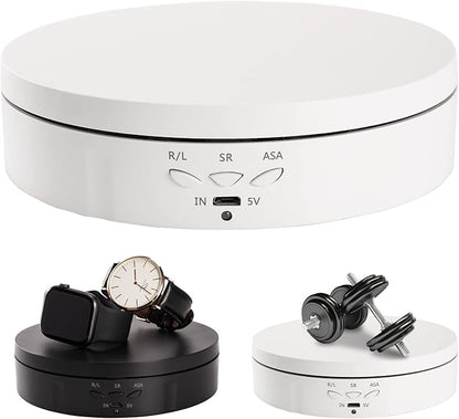 22 lbs Motorized Rotating Display Stand for Jewelry, 360 Degree, Automatic Mute Rotating Display Stand, Electronic Turntable with USB Charging Port for Display, Photography Products, Cupcakes, Toys