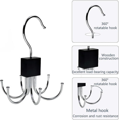 SODOI 4 Pack Multi-Functional Rotating Hook and Clothing Rack Saves Space in Your Closet, Suitable for Hats, Belts, Bags, Ties, and Vests