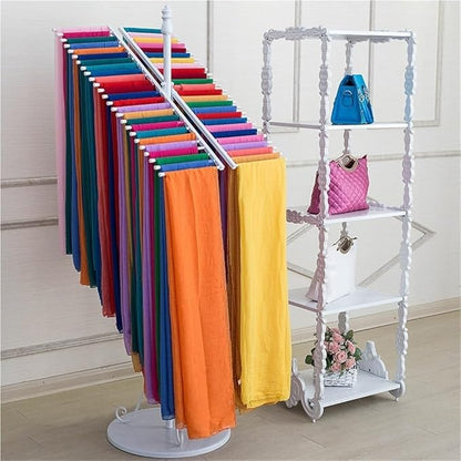 Freestanding Scarf Hanger, Metal Fabric Display Rack, Multifunctional Swatch Display Stand for Shawl and Silk Scarf, Space-Saving Hijab Stand for Home, Clothing Store(Black)