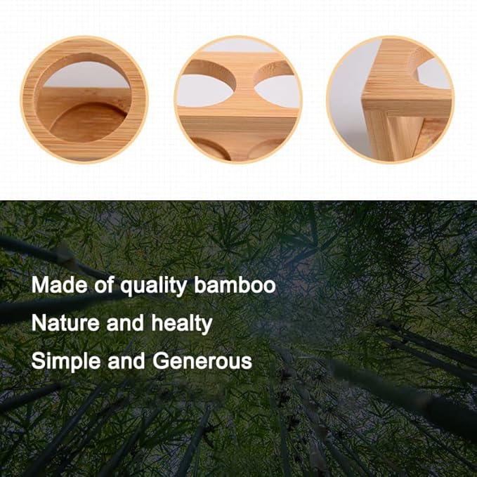 Sohynca Natural Bamboo Essential Oils Storage Rack fits 15ml bottles 1 Tier Tabletop Display Stand for Aromatherapy Bottles Storage Shelf fits 15ml 10ml 5ml bottles (5 Slots * 2pcs)