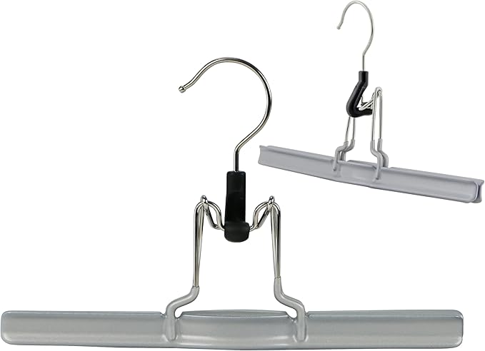 Mawa by Reston Lloyd Non-Slip Space Saving Clothes Hanger with Clamp for Pants and Skirts, Style M/26, Set of 2, Silver