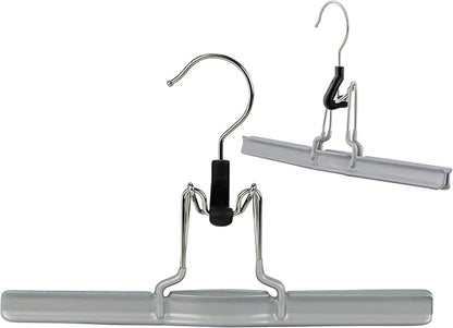 Mawa by Reston Lloyd Non-Slip Space Saving Clothes Hanger with Clamp for Pants and Skirts, Style M/26, Set of 2, Silver