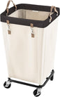 StorageWorks 110L Laundry Basket with Wheels, Large Rolling Hampers for Clothing Organizer, Dirty Clothes Basket for Hotel, Home, Closet, Dorm, Beige