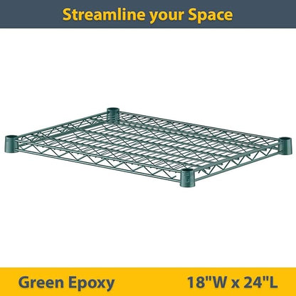 2 Pack Green Additional Wire Shelf for 18" x 24" Shelving Units, Replacement Shelves for Wire Rack