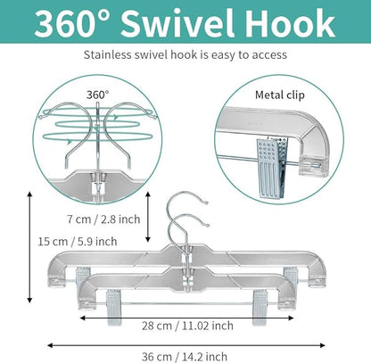 Clear Plastic Skirt & Pants Hangers 20 Pack, Clips Hanger for Pants, with Strong Metal Clips, Skirts, Trunks, Acrylic Hangers, Heavy Duty Vics 5131 Apparael Store Hangers
