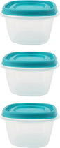 Bundle Rubber Maid Food Storage Containers 2 Cup Food Storage Containers 7 Piece Set, Teal Easy Find Lids, 3 Containers, 3 Lids Chalk Pen And 4 Chalk Labels