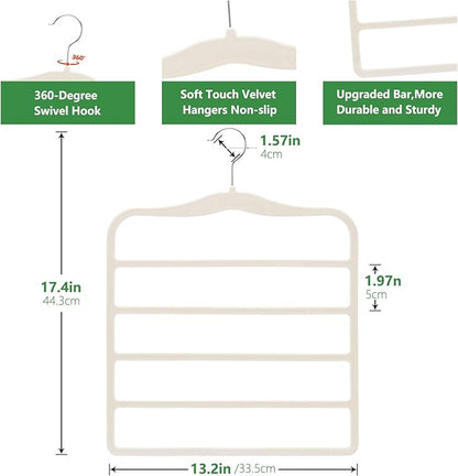 Pants Hangers Space Saving,Organization and Storage for Dorm Room Essentials for College Students Girls,Non-Slip Velvet Hangers,Multifunctional Pant Hanger Closet Organizer for Trousers Scarf-3 Pack