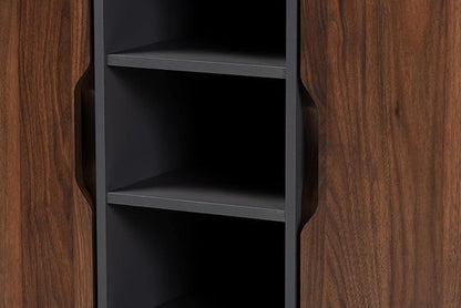 Baxton Studio Two-Tone Walnut Brown and Grey Finished Wood 2-Door Shoe Cabinet