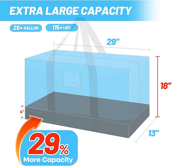 6 Pack Large Moving Bags, 115lb Capacity Heavy Duty Packing Bags with Internal Compression Straps, Storage Bag with Zippers and Strong Handles, Alternative to Moving Boxes -103L,Blue and Black