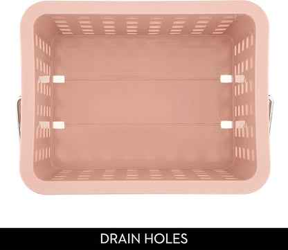 iDesign Small Shower Caddy with Handle, Portable Shower Organizer for Dorm or Bathroom, 3-Pack, Pink