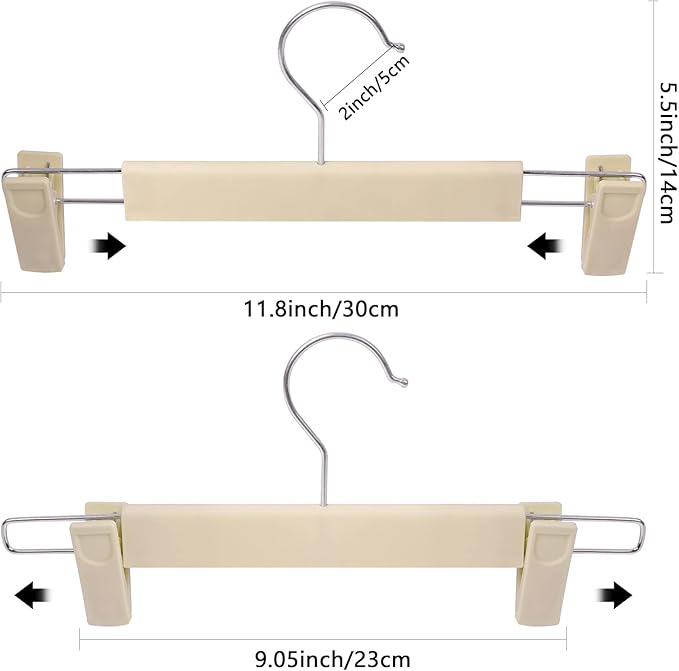 Pants Hangers with Clips Skirt Hangers for Women Plastic Clip Hanger for Pants Clothes Hanger (50pack, Khaki)