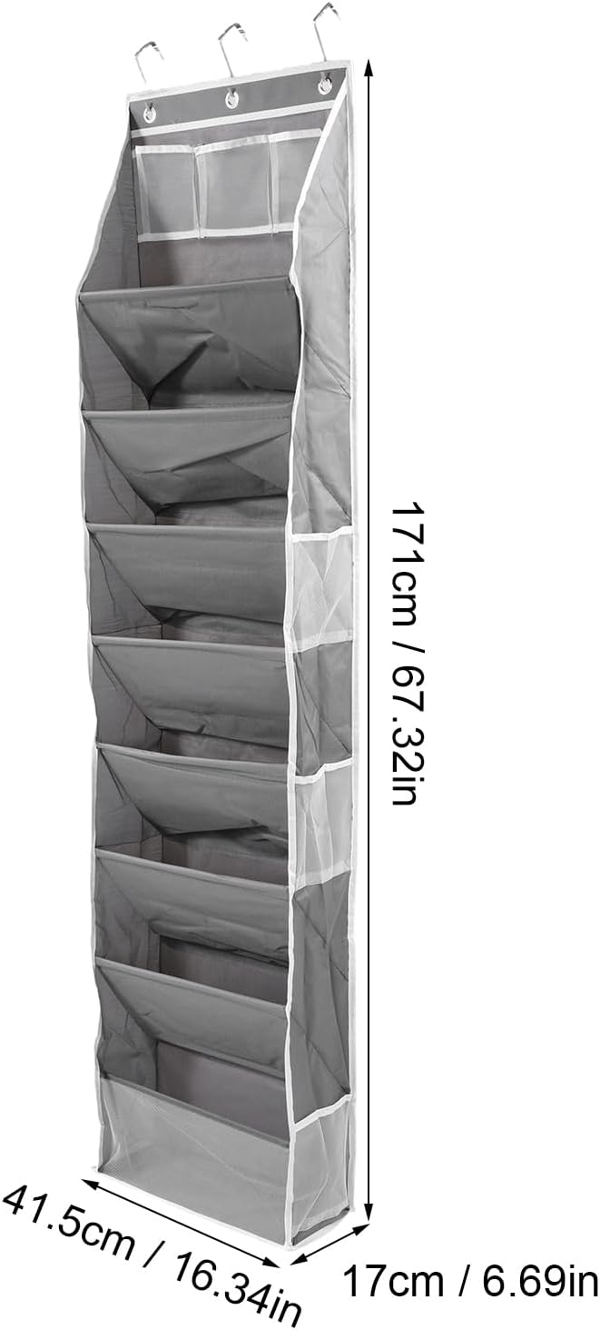 Over the Door Shoe Organizer, 8 Tier Hanging Shoe Rack with Large Pockets, Shoes Storage Rack Closet Shoes Holder for Sneakers Boots Heels Wall Dorm