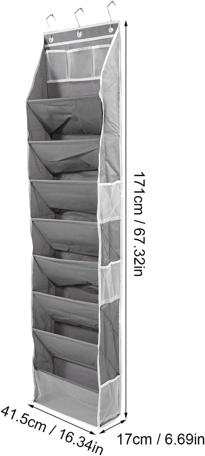 Over the Door Shoe Organizer, 8 Tier Hanging Shoe Rack with Large Pockets, Shoes Storage Rack Closet Shoes Holder for Sneakers Boots Heels Wall Dorm