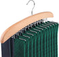 Wooden Tie Hanger,24 Tie Organizer Rack Hanger Holder Hook (Beige, 24 Hooks)