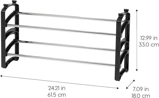 IRIS USA 2-Tier Shoe Rack, Up to 6 Pairs, Shoe Organizer for Closet Entryway Small Space, Shoe Storage Shelf, Tall Metal Shoe Rack, Shoe Stand, High-Heels