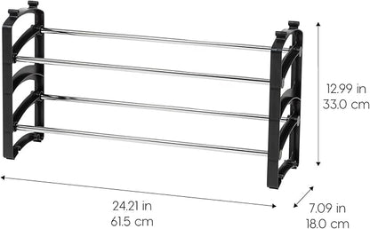 IRIS USA 2-Tier Shoe Rack, Up to 6 Pairs, Shoe Organizer for Closet Entryway Small Space, Shoe Storage Shelf, Tall Metal Shoe Rack, Shoe Stand, High-Heels