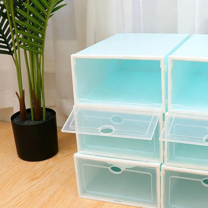6pcs Shoe Organizer Space Saver Thicken Shoe Boxes Storage Bin Lids for Closet and Entryway