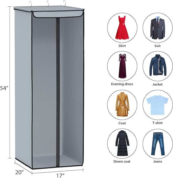 Univivi Garment Bags for Hanging Clothes, Large Clothes Storage Bags Closet Organizer with Clear Window, Premium Hanging Garment Storage Bag for Suits, Coats, Dresses, 54"