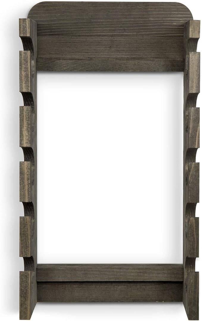MyGift Hat Organizer for Baseball Caps, Wooden Vertical Hat Rack Wall Mounted with 10 Hooks, Rustic Gray Solid Wood Hanging Hat and Garment Holder