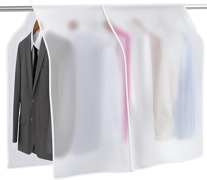Clothing Rack Covers Hanging Clothes Dust Covers Garment Bag Organizer Storage Waterproof Hanger Protector Clear Clothes Shoulder Rack Cover Suit Coat Dress Closet Dustproof Cover, 43.3 x 47.2 in