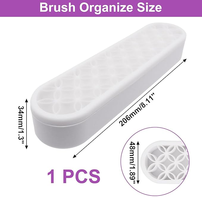 1Pcs White Makeup Brushes Holder Silicone Make Up Brush Holder Stand Makeup Vanity Brush Holders for Painting Pen Brushes Nail Clippers Drill Pens Ruler Sewing Craft Tools