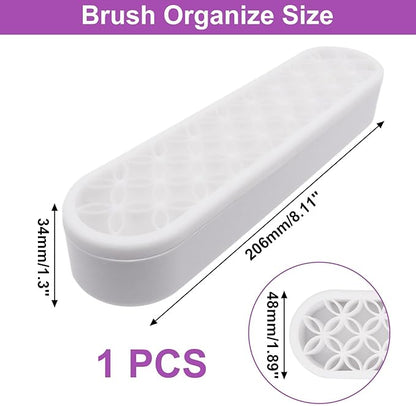1Pcs White Makeup Brushes Holder Silicone Make Up Brush Holder Stand Makeup Vanity Brush Holders for Painting Pen Brushes Nail Clippers Drill Pens Ruler Sewing Craft Tools