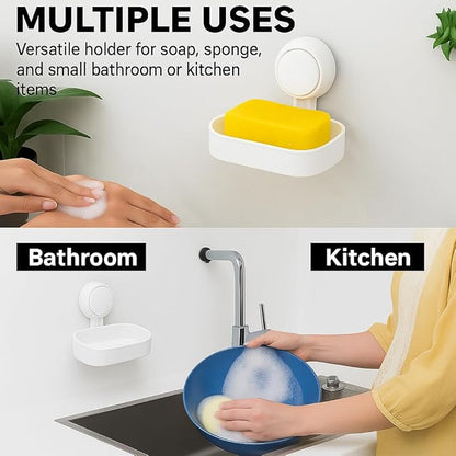 HOME&I Suction Cup Soap Dish Holder – Strong Vacuum Suction, Waterproof, Self-Draining Soap Dish for Shower, Bathroom, Kitchen Sink – No Drilling, Reusable (1 Pack)