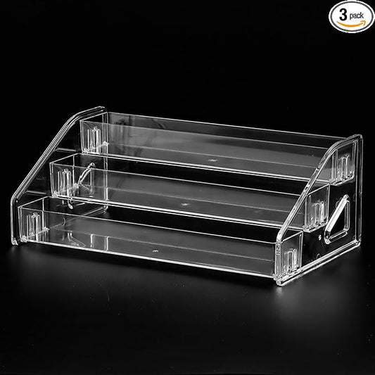 SUTOKAKA Nail Polish Organizer Clear Acrylic Eyeglasses Display Holder Essential Oil Storage Rack Makeup Stand Tray - 3 Layer