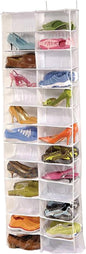 Over the Door Sweatshirt Organizer Hanging Clear Door Shoe Organizer with 26 Pocket Foldable Heavy Duty Toy Storage