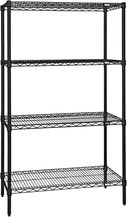 Quantum Storage Systems WR86-2448BK Starter Kit for 86" Height 4-Tier Wire Shelving Unit, Black Finish, 24" Width x 48" Length x 86" Height