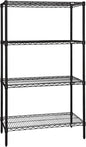 Quantum Storage Systems WR86-2448BK Starter Kit for 86" Height 4-Tier Wire Shelving Unit, Black Finish, 24" Width x 48" Length x 86" Height