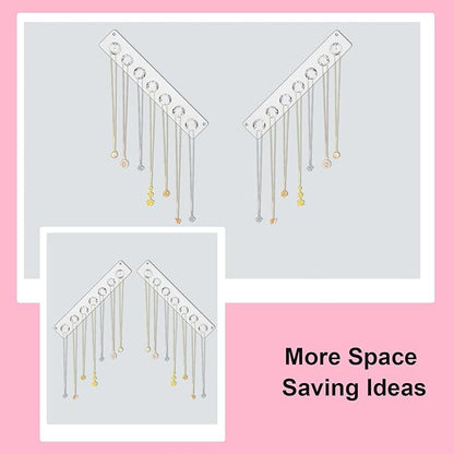4Pcs Wall Necklace Holder for Women, Hanging Jewelry Organizer Wall Mount Crystal Holder Necklace Wall Hanger, Acrylic Bracelet Holder Organizer Jewelry Rack Adhesive Hooks Necklace Storage
