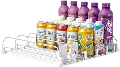 Drink Organizer for Fridge,Soda Can Dispenser for Refrigerator,Upgraded 5 Row Fridge Drink Organize,Drink Pusher for Fridge,Automatic Refrigerator Drink Organize for Fridge Holds up to 25 Cans