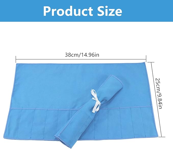 ikaufen 8/10Pcs Silver Storage Bags Anti Tarnish Flannel Protector Bags Blue Holder for Silverware Flatware Storage Organizer Silver Storage Cloth White Ribbon for Kitchen Utensils (10 Pcs)
