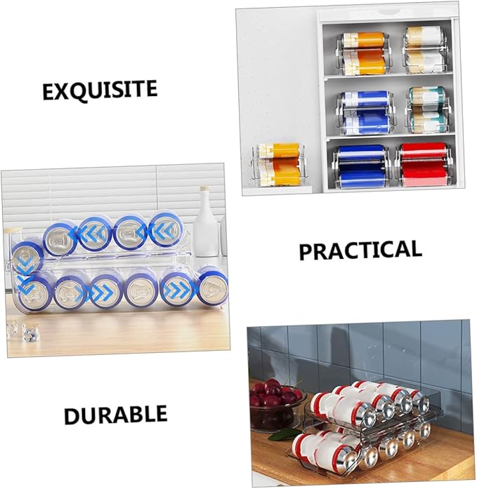 MAGICLULU Double Beverage Storage Box Drink Can Organizer for Fridge Canisters Soda Can Dispenser