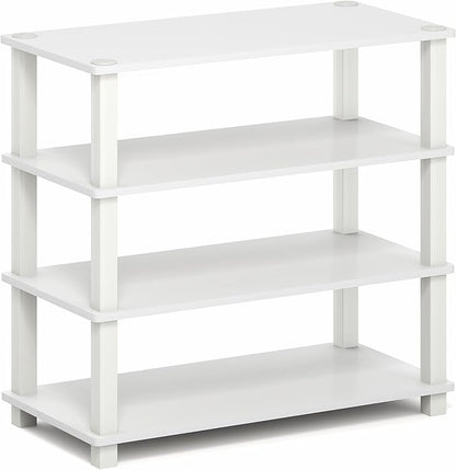 Furinno Turn-S-Tube Shoe Rack, 4-Tier Shoe Organizer, Shoe Storage, 11.6 x 23.6 x 22.3, for Closet Entryway, Office, Garage, White