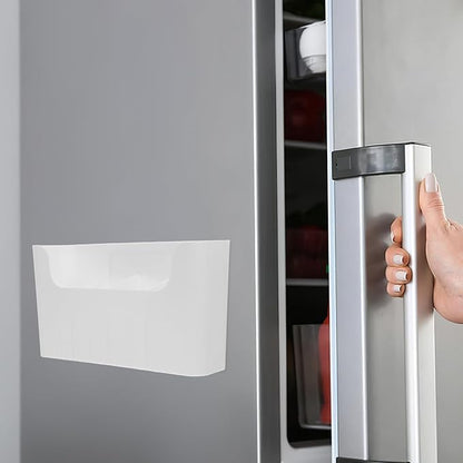 Wall Mounted Kitchen Cabinet Organizer Box Large Plastic Storage Rack Adhesive Door Shelf Utility Organizer for Refrigerator Pantry and Bathroom