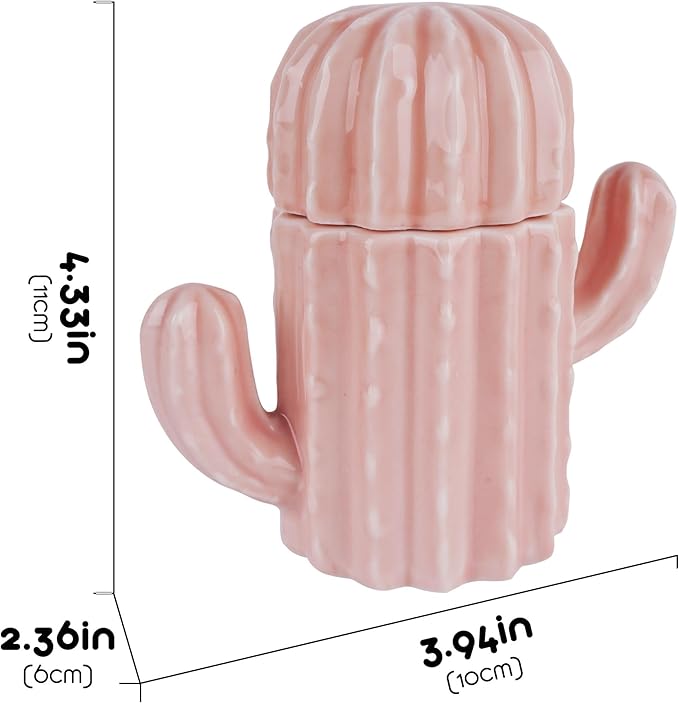 Q-tip Holder, Q-tip Holder Ceramic, Holder Dispenser for Bathroom Canister Storage Organization, for Cotton Ball, Cotton Swab, Floss Picks(Pink)