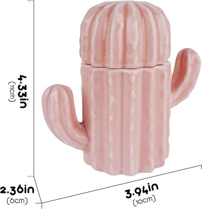 Q-tip Holder, Q-tip Holder Ceramic, Holder Dispenser for Bathroom Canister Storage Organization, for Cotton Ball, Cotton Swab, Floss Picks(Pink)