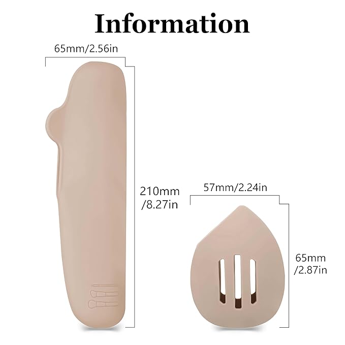 Bpluma Silicone Makeup Brush and Beauty Blender Holder, Half open Snap Design, Washable Powder Puff Case For Travel Business