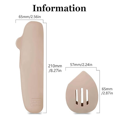 Bpluma Silicone Makeup Brush and Beauty Blender Holder, Half open Snap Design, Washable Powder Puff Case For Travel Business