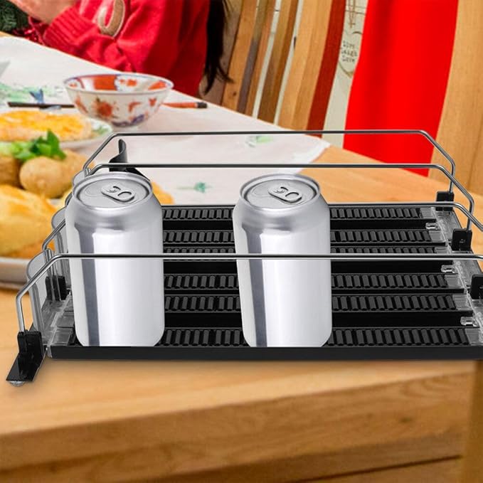 Baluue Fridge Drink Organizer Pusher Self-pushing Drink Organizer for Refrigerator Can Dispensers