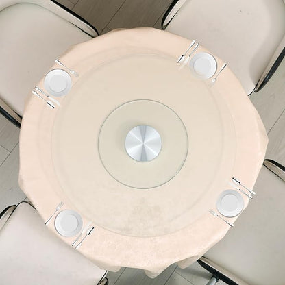 36-Inch Lazy Susan Turntable for Dining Table, 1/3" Thickness Tempered Glass, 360° Rotation, Anti-Tip Design with 6 Rotating Wheels, Perfect for Parties, Weddings, and Family Dinners (36 inch)