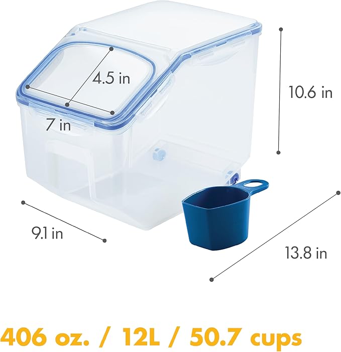 Lock & Lock Bulk Storage Bins Food Storage Container with Wheels (50.72-Cup)