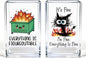 Funny Black Cat 2 Pack Acrylic Cosmetic Pencil Pen Holder Cup, Emotional Dumpster Fire Pencil Pen Holder Cup, Cat Lover Gift for Women, Office Sarcastic Gifts for Women Men Colleague