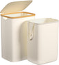 Foluck Large Laundry Hamper, 75L Waterproof Laundry Basket with Lid and Removable Bag, Collapsible Tall Clothes Hamper with Bamboo Handles for Clothes Toys in Dorm Bedroom Bathroom, Beige