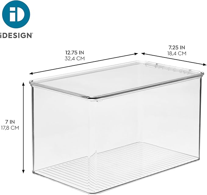 iDesign Stackable Clear Plastic Shoe Boxes with Lids, Storage Shoe Container for Closet, 4-Pack