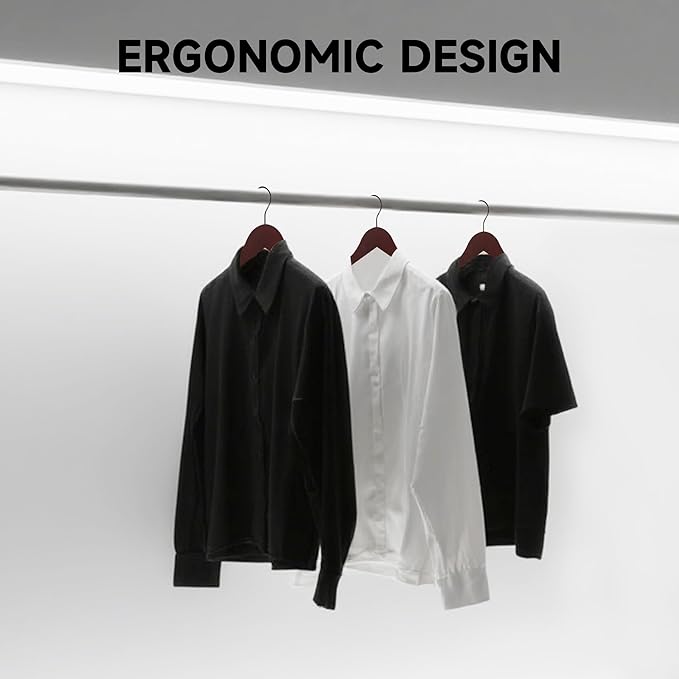 Quality Wooden Clothes Hangers, Solid Wood Suit & Coat Hangers with Pants Bars, Swivel Hook, Shoulder Notches, Heavy Duty Hangers for Shirts, Jackets, Dresses & Trousers(Mahogany/12-Pack)